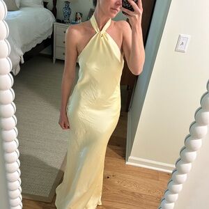 Elegant Yellow Halter Dress